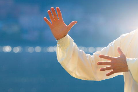 A person practices tai chi