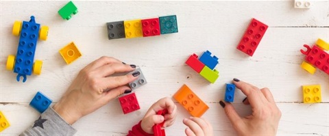 playing with Lego blocks