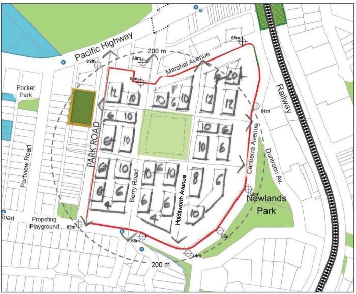 St Leonards South Planning Proposal sketch